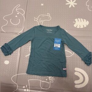 Ruffle Butts Dusty Blue Long Sleeve Tee for kids